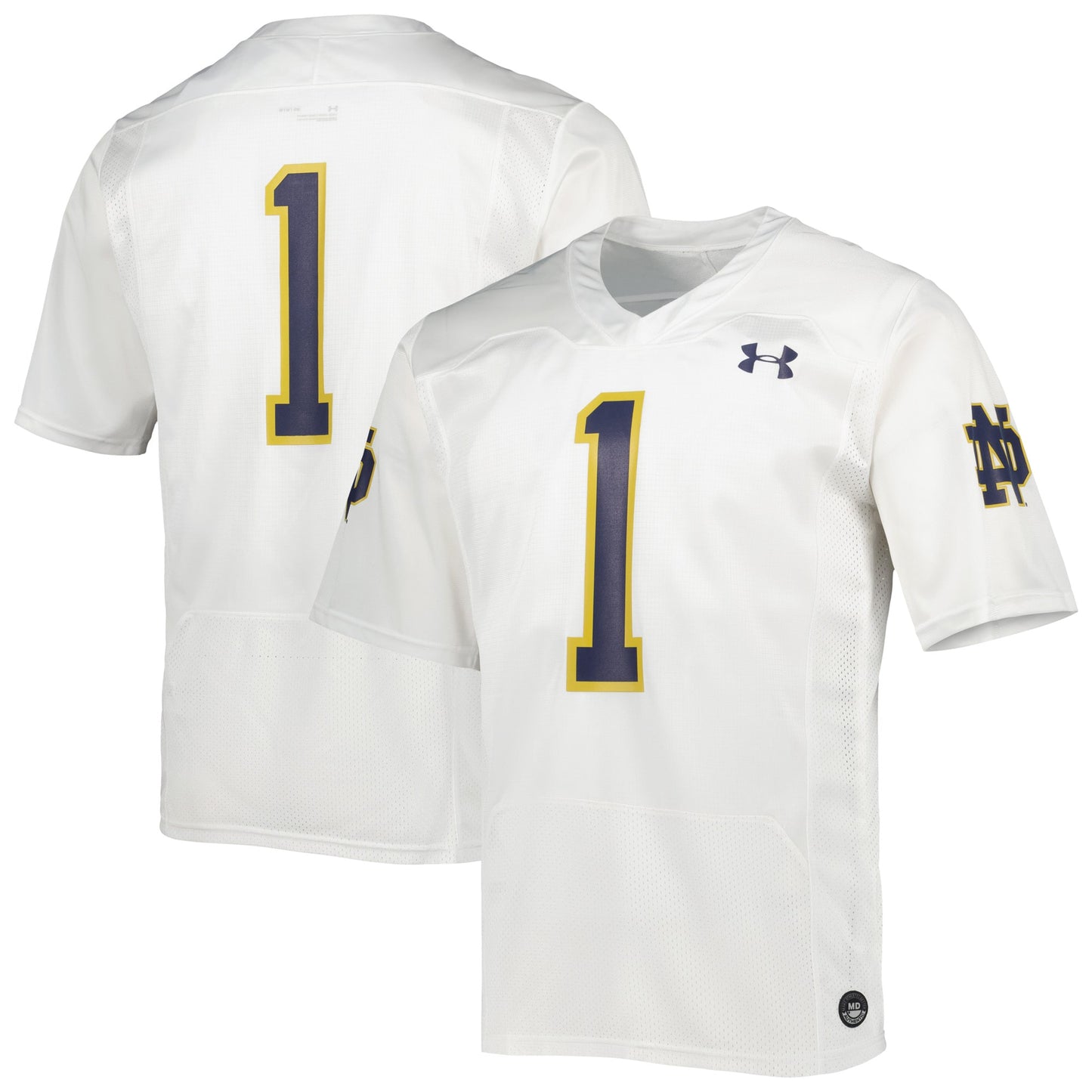 #1 Notre Dame Fighting Irish Team Wordmark Replica Football Jersey - White | Stitched College Jersey TJS72112