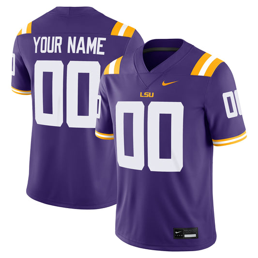 LSU Tigers Custom Football Game Jersey - Purple | Stitched College Jersey TJS72046