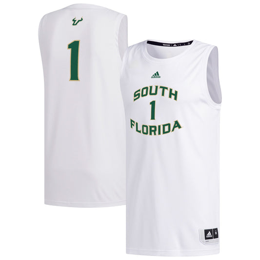 #1 South Florida Bulls Replica Basketball Jersey - White | Stitched College Jersey TJS72157