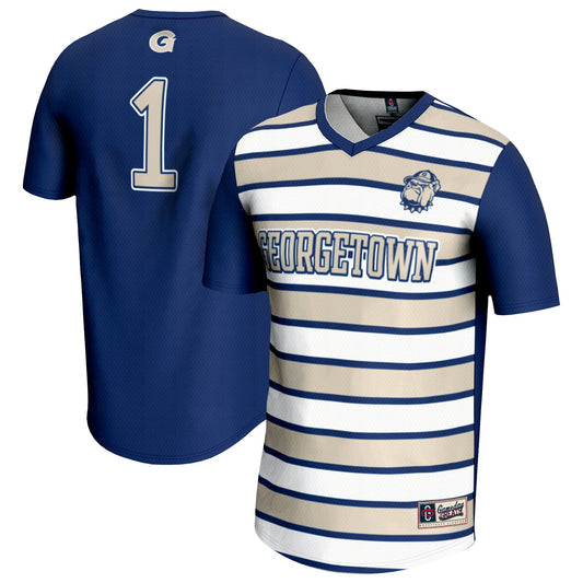 #1 Georgetown Hoyas GameDay Greats Unisex Lightweight Soccer Fashion Jersey - Navy | Stitched College Jersey TJS72316