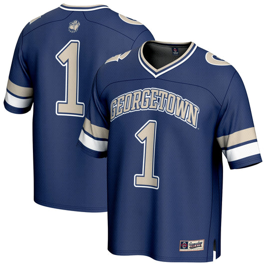 #1 Georgetown Hoyas GameDay Greats Lightweight Collegiate Football Fashion Jersey - Navy | Stitched College Jersey TJS72226