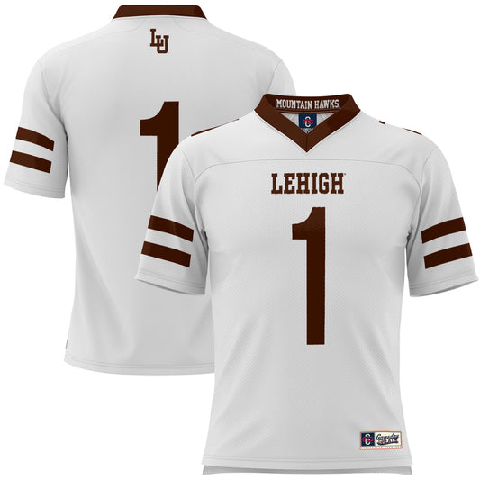 #1 Lehigh Mountain Hawks GameDay Greats Football Jersey - White | Stitched College Jersey TJS72199