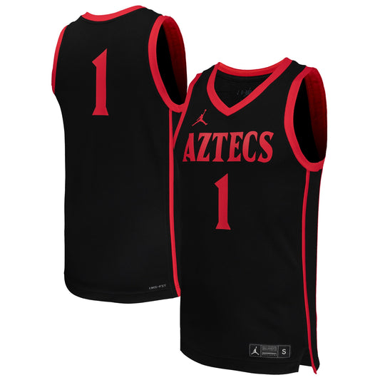 #1 San Diego State Aztecs Replica Basketball Jersey - Black | Stitched College Jersey TJS72148