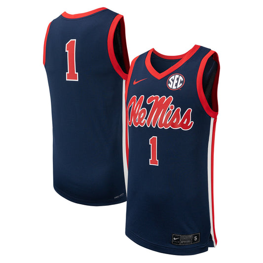 #1 Ole Miss Rebels Replica Basketball Jersey - Navy | Stitched College Jersey TJS72159