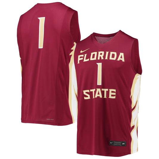 #1 Florida State Seminoles Team Replica Basketball Jersey - Garnet | Stitched College Jersey TJS72171