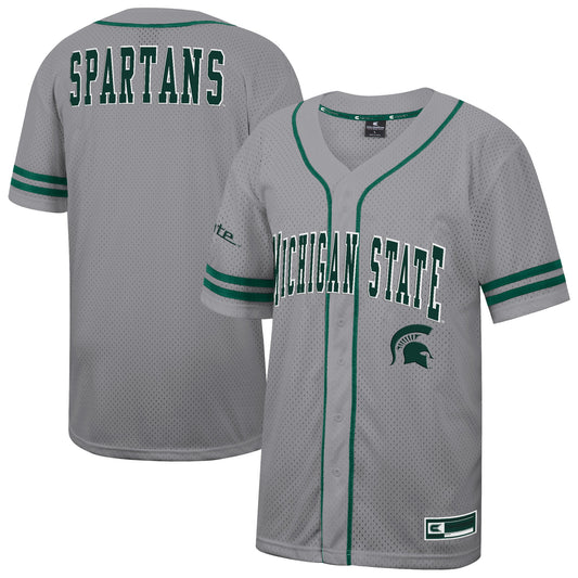 Michigan State Spartans Colosseum Free Spirited Baseball Jersey - Gray | Stitched College Jersey TJS72145