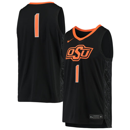 #1 Oklahoma State Cowboys Team Replica Basketball Jersey - Black | Stitched College Jersey TJS72142
