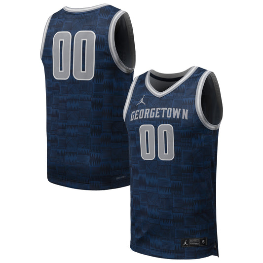 #00 Georgetown Hoyas Replica Basketball Jersey - Navy | Stitched College Jersey TJS72175