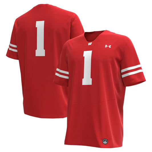 #1 Wisconsin Badgers Replica Football Jersey - Red | Stitched College Jersey TJS72244