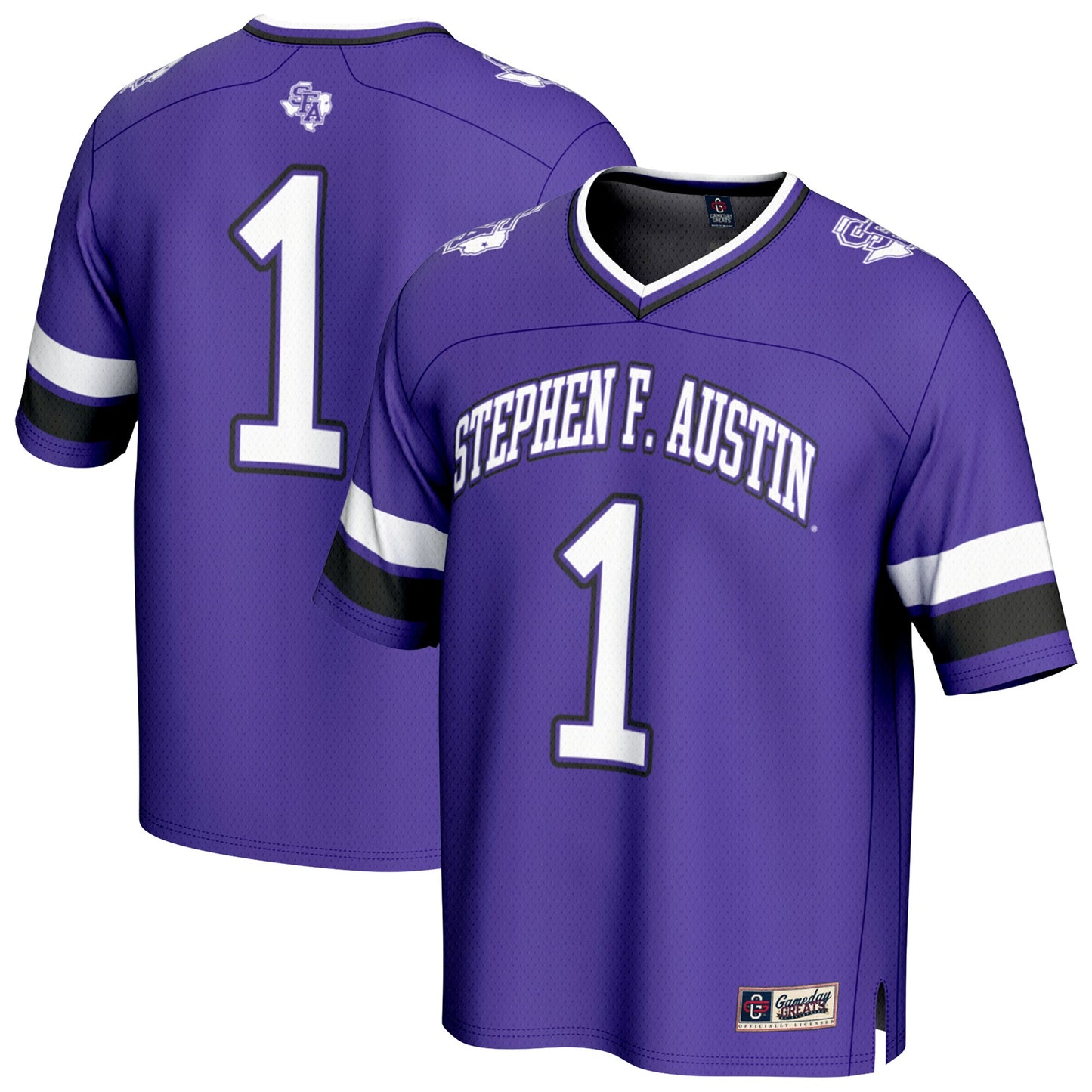 #1 Stephen F Austin Lumberjacks GameDay Greats Unisex Lightweight Collegiate Football Fashion Jersey - Purple | Stitched College Jersey TJS72313