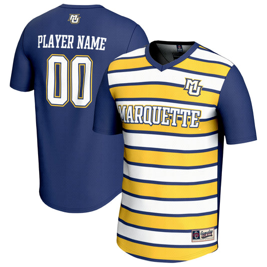 Marquette Golden Eagles GameDay Greats Unisex Collegiate Men's Soccer Pick-A-Player Fashion Jersey - Blue/Gold | Stitched College Jersey TJS72407