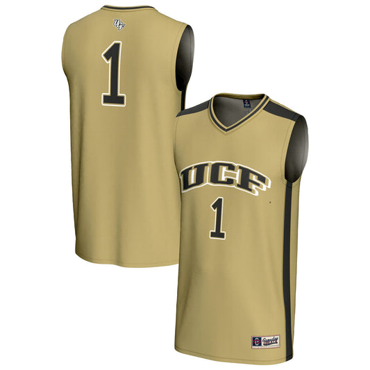 #1 UCF Knights GameDay Greats Unisex Lightweight Collegiate Basketball Fashion Jersey - Gold | Stitched College Jersey TJS72390