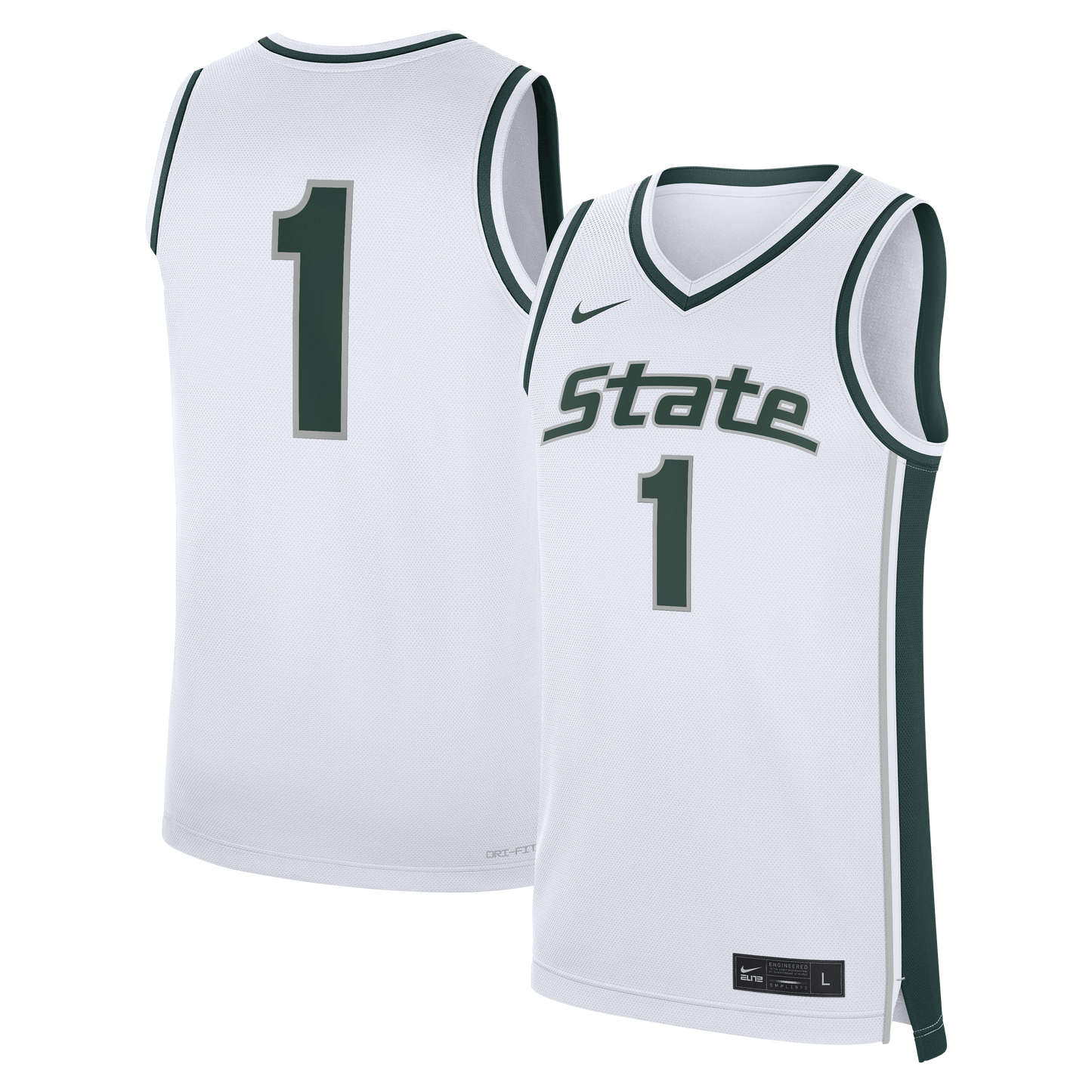 Michigan State Spartans #1 Alternate Replica Basketball Jersey - White | Stitched College Jersey TJS72583