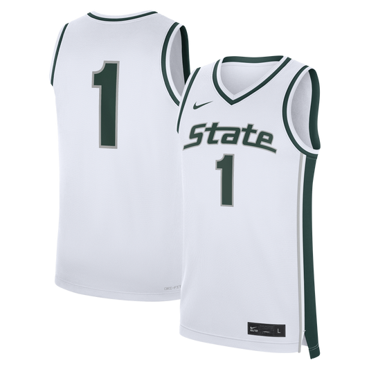 Michigan State Spartans #1 Alternate Replica Basketball Jersey - White | Stitched College Jersey TJS72583