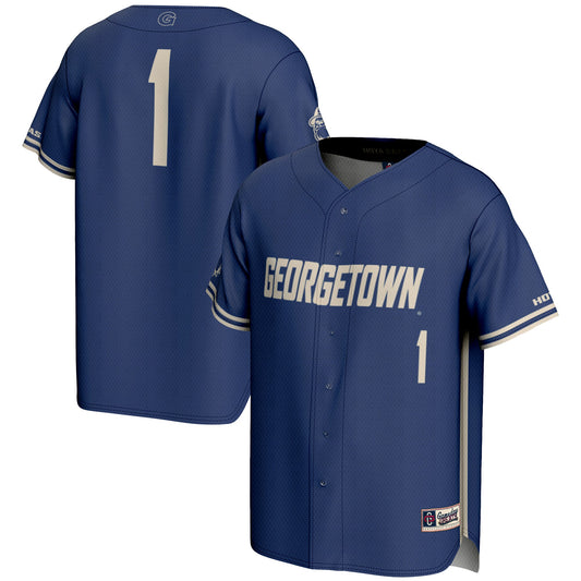#1 Georgetown Hoyas GameDay Greats Lightweight Baseball Fashion Jersey - Navy | Stitched College Jersey TJS72349