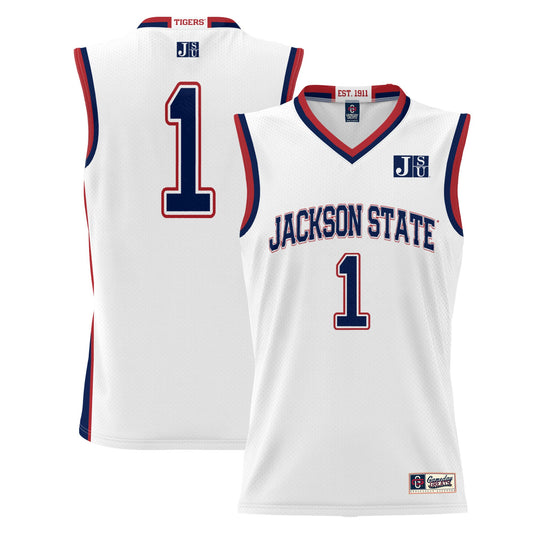 #1 Jackson State Tigers GameDay Greats Lightweight Basketball Jersey - White | Stitched College Jersey TJS72369