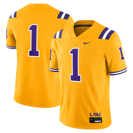 #1 LSU Tigers Alternate Game Jersey - Gold | Stitched College Jersey TJS72512