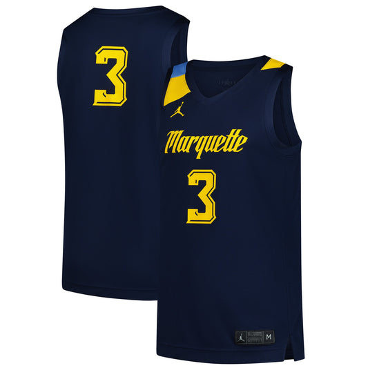 #3 Marquette Golden Eagles Replica Basketball Jersey - Navy | Stitched College Jersey TJS72505