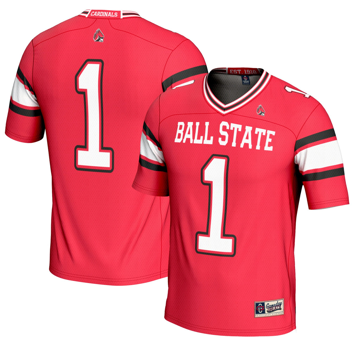#1 Ball State Cardinals GameDay Greats Endzone Football Jersey - Cardinal | Stitched College Jersey TJS72546