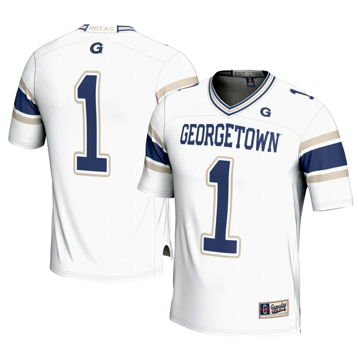 #1 Georgetown Hoyas GameDay Greats Football Jersey - White | Stitched College Jersey TJS72326