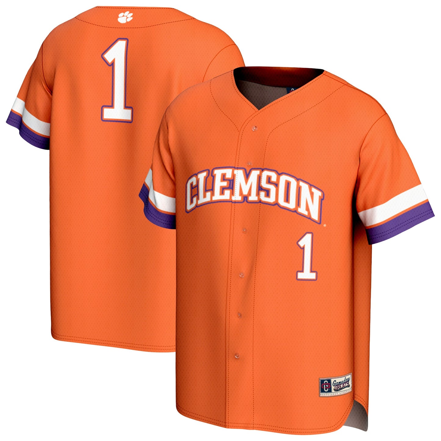 #1 Clemson Tigers GameDay Greats Unisex Lightweight Collegiate Baseball Fashion Jersey - Orange | Stitched College Jersey TJS72460