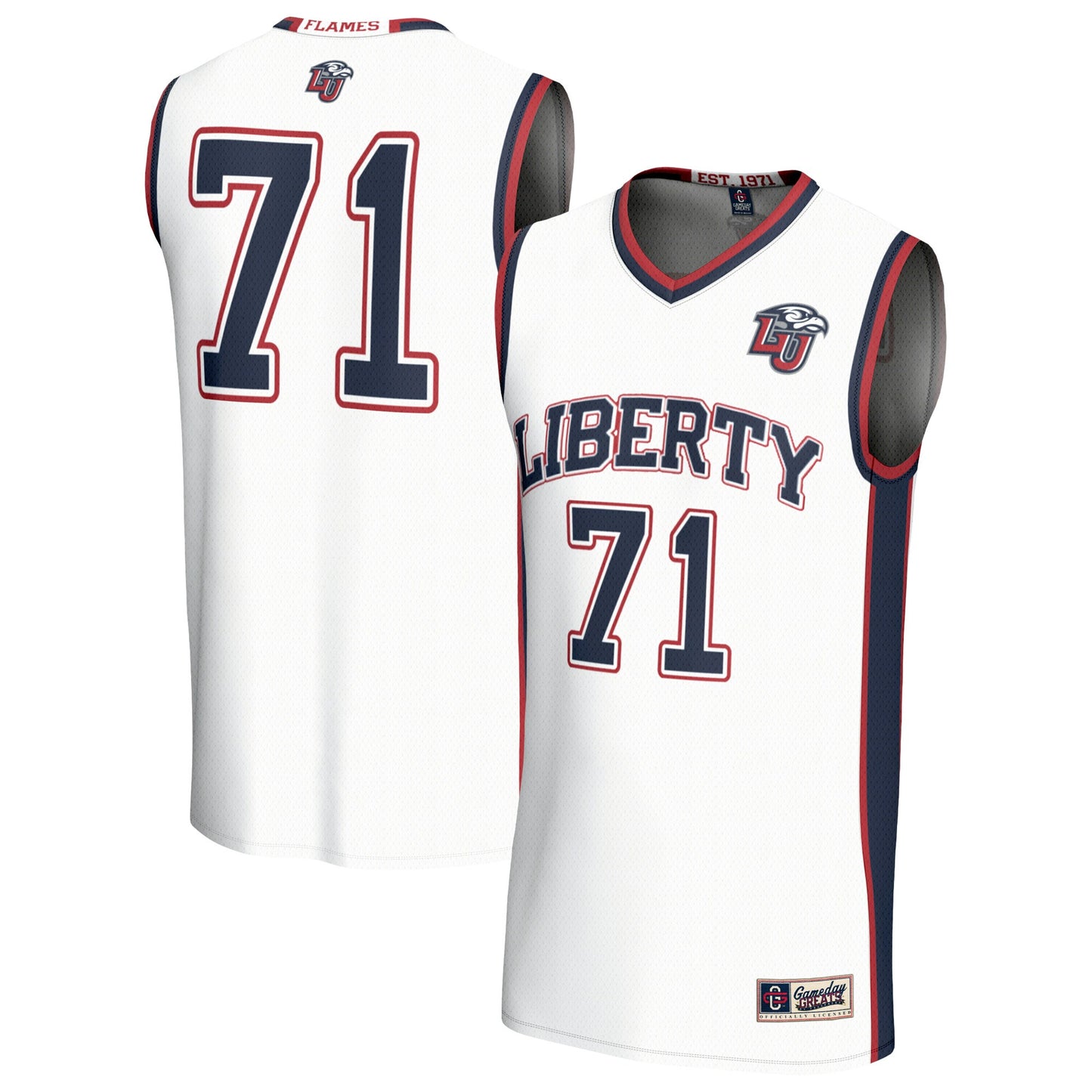 #71 Liberty Flames GameDay Greats Unisex Lightweight Basketball Fashion Jersey - White | Stitched College Jersey TJS72376