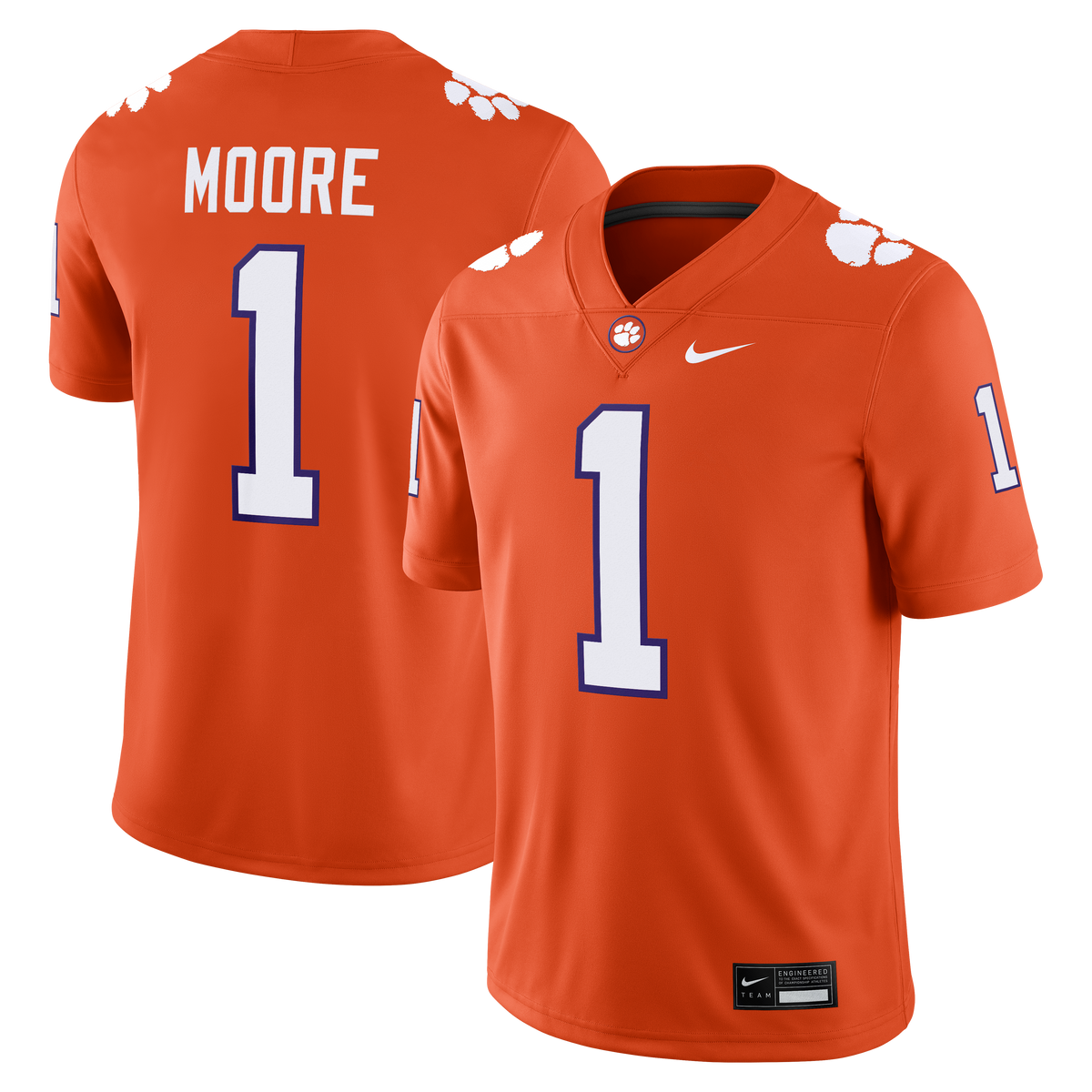 T.J. Moore Clemson Tigers Game Football Jersey - Orange | Stitched College Jersey TJS72885