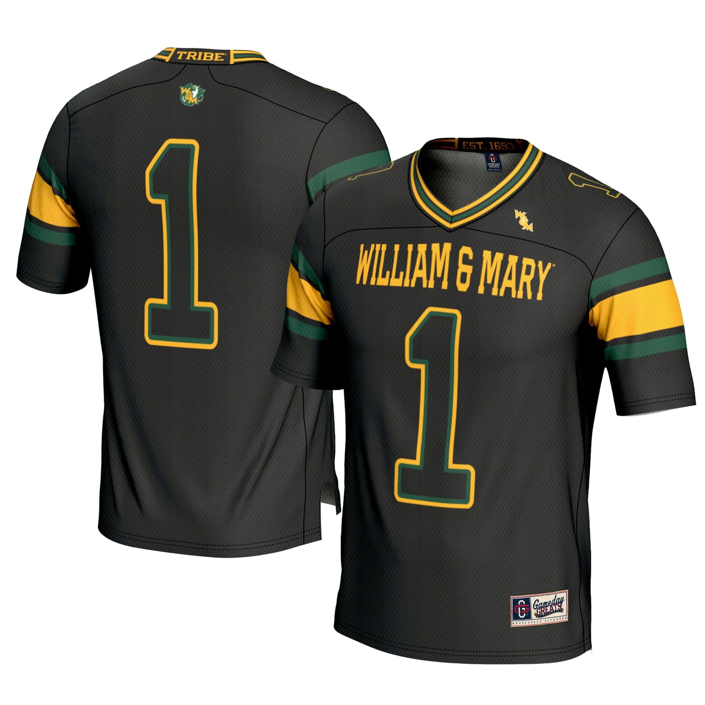 #1 William & Mary Tribe GameDay Greats Football Jersey - Black | Stitched College Jersey TJS72645