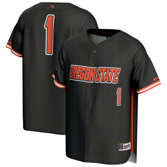 #1 Oregon State Beavers GameDay Greats Lightweight Baseball Fashion Jersey - Black | Stitched College Jersey TJS72987