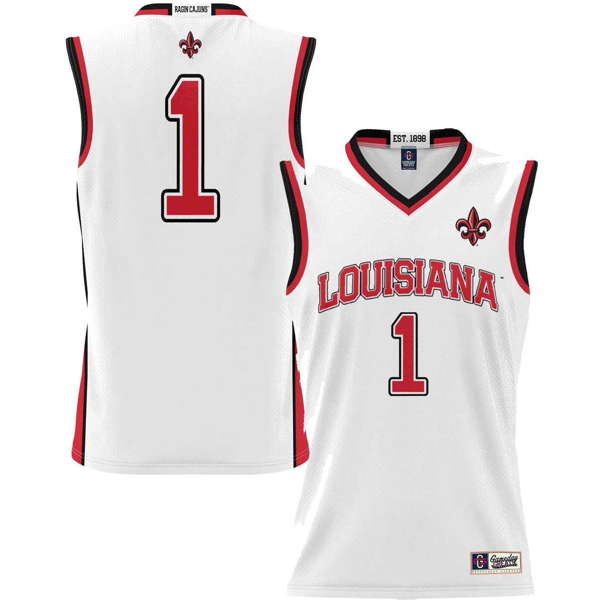 #1 Louisiana Ragin' Cajuns GameDay Greats Unisex Lightweight Basketball Jersey - White | Stitched College Jersey TJS72957