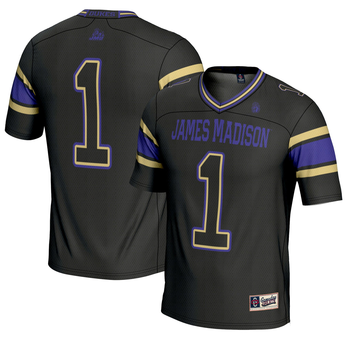 #1 James Madison Dukes GameDay Greats Endzone Football Jersey - Black | Stitched College Jersey TJS72952