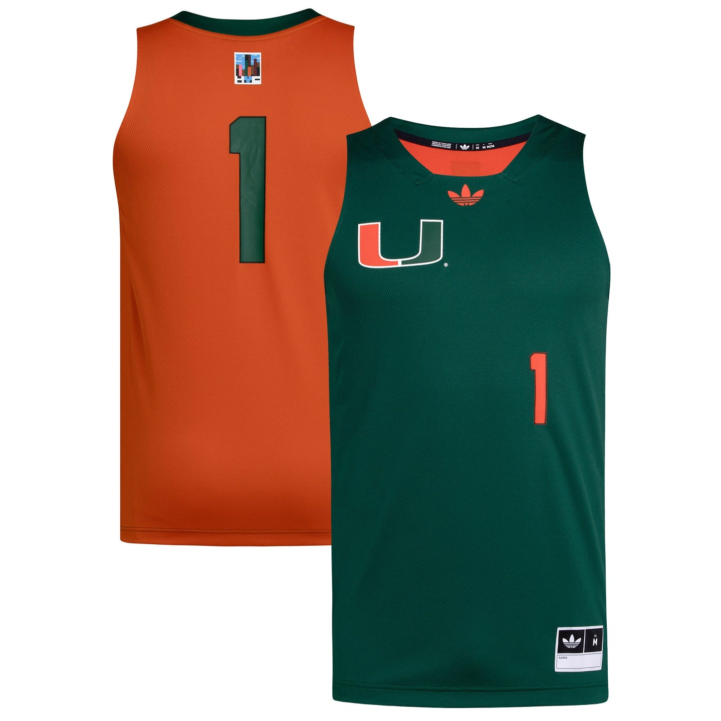 #1 Miami Hurricanes Black History Month Basketball Jersey - Green/Orange | Stitched College Jersey TJS73009