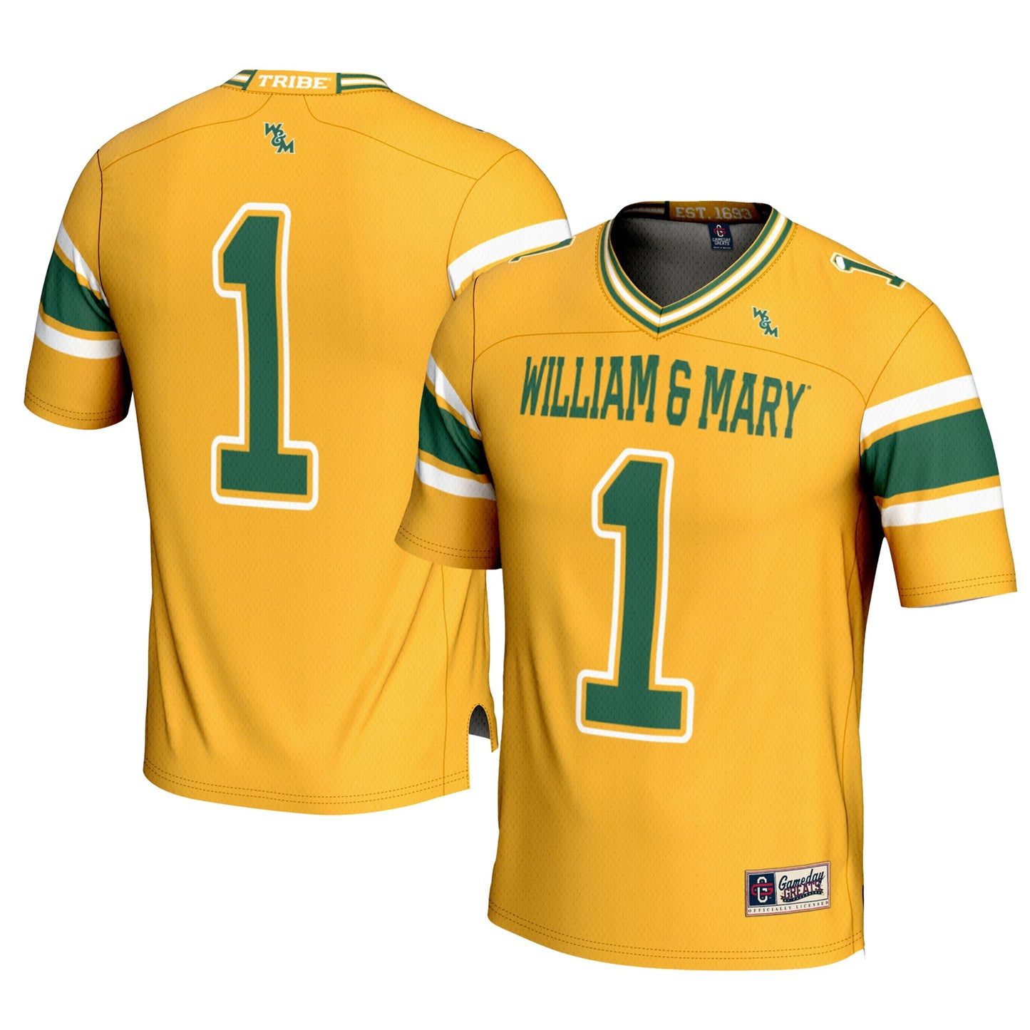 #1 William & Mary Tribe GameDay Greats Football Jersey - Gold | Stitched College Jersey TJS72926
