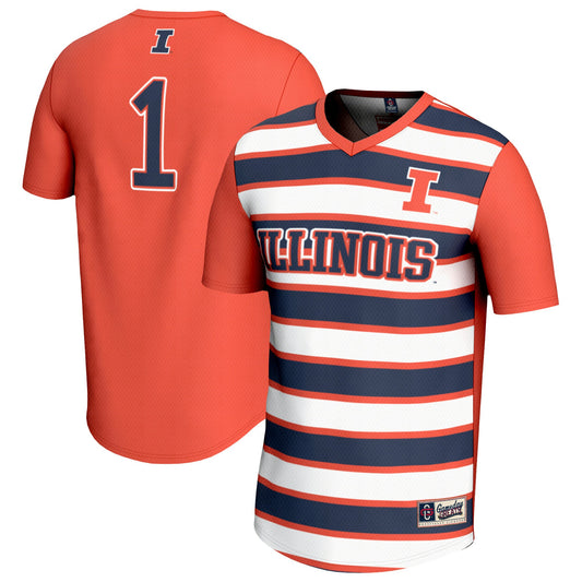#1 Illinois Fighting Illini GameDay Greats Unisex Lightweight Soccer Fashion Jersey - Orange | Stitched College Jersey TJS72684