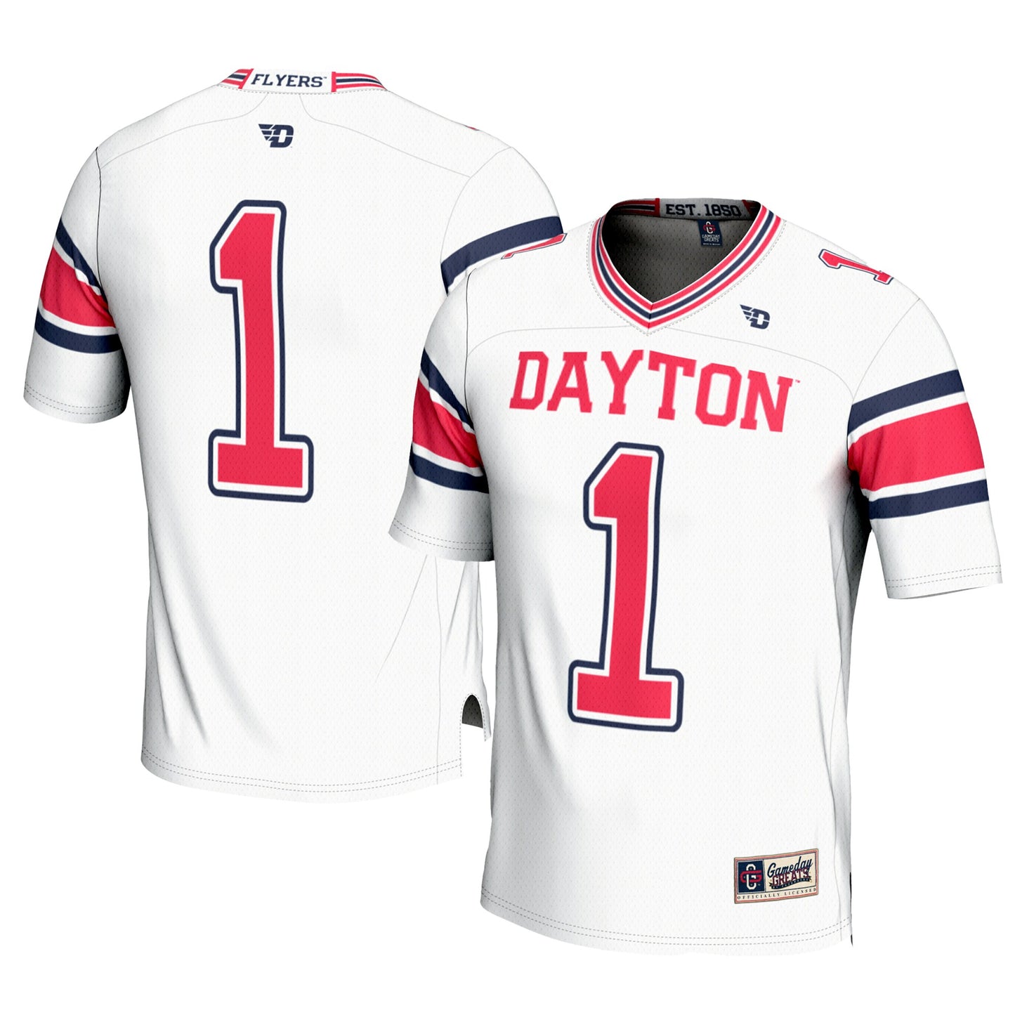 #1 Dayton Flyers GameDay Greats Football Jersey - White | Stitched College Jersey TJS72942