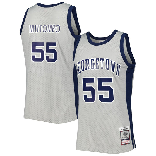 Dikembe Mutombo Georgetown Hoyas M & N 1990/91 Swingman Jersey - Gray | Stitched College Jersey TJS72860