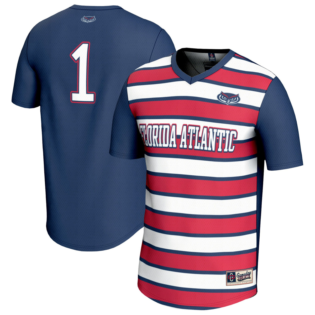 #1 Florida Atlantic Owls GameDay Greats Unisex Lightweight Collegiate Soccer Fashion Jersey - Navy/Red | Stitched College Jersey TJS72896