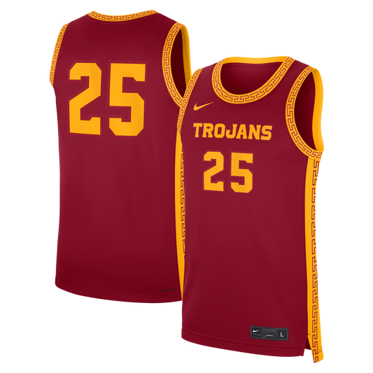 #25 USC Trojans Road Replica Basketball Jersey - Cardinal | Stitched College Jersey TJS73018