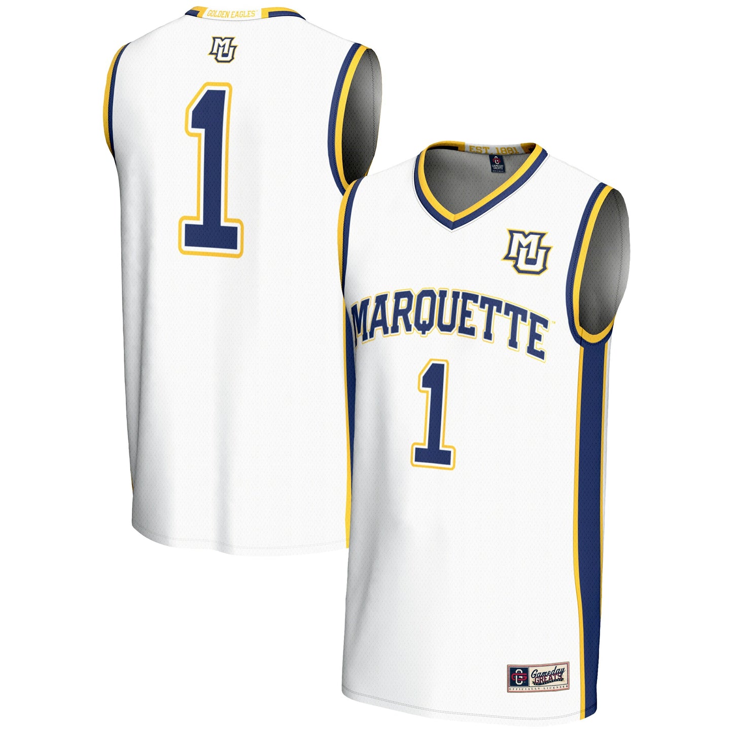 #1 Marquette Golden Eagles GameDay Greats Lightweight Basketball Jersey - White | Stitched College Jersey TJS73047