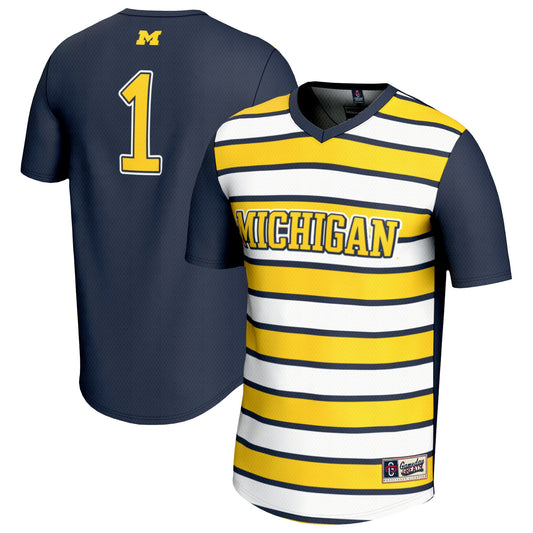 #1 Michigan Wolverines GameDay Greats Unisex Lightweight Soccer Fashion Jersey - Navy | Stitched College Jersey TJS73100