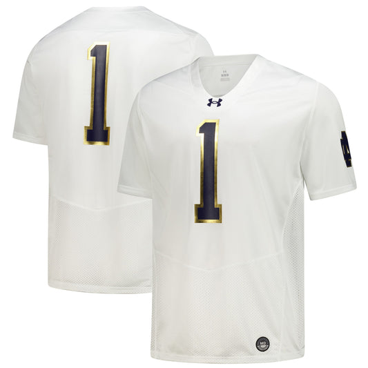 Notre Dame Fighting Irish #1 Replica Football Jersey - White | Stitched College Jersey TJS73247