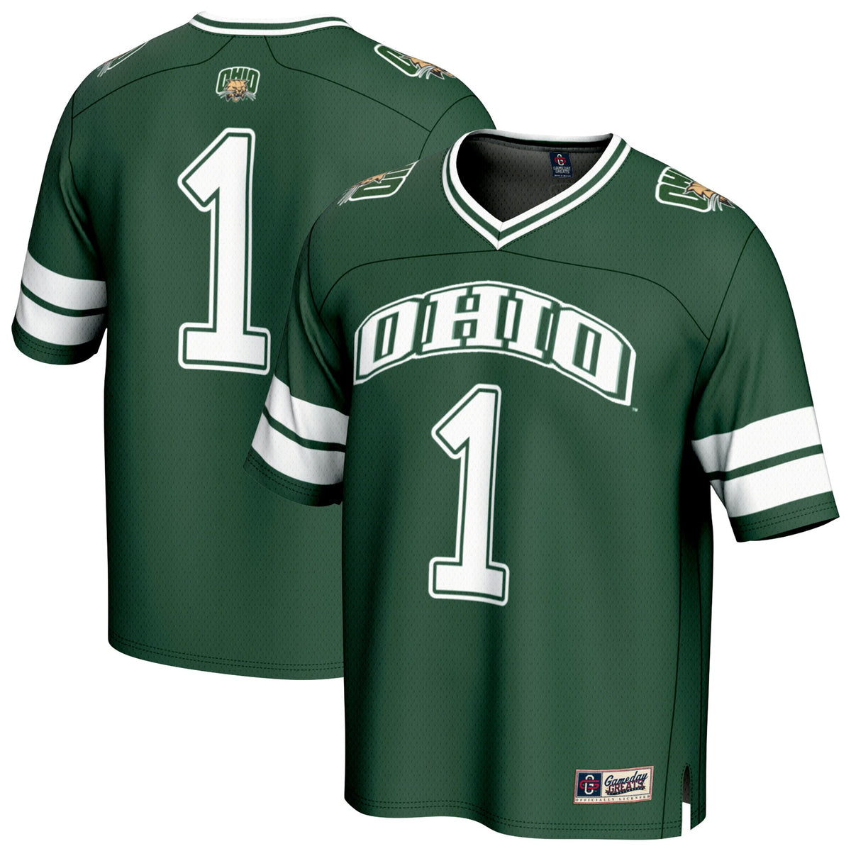 #1 Ohio Bobcats GameDay Greats Lightweight Collegiate Football Fashion Jersey - Green | Stitched College Jersey TJS73152