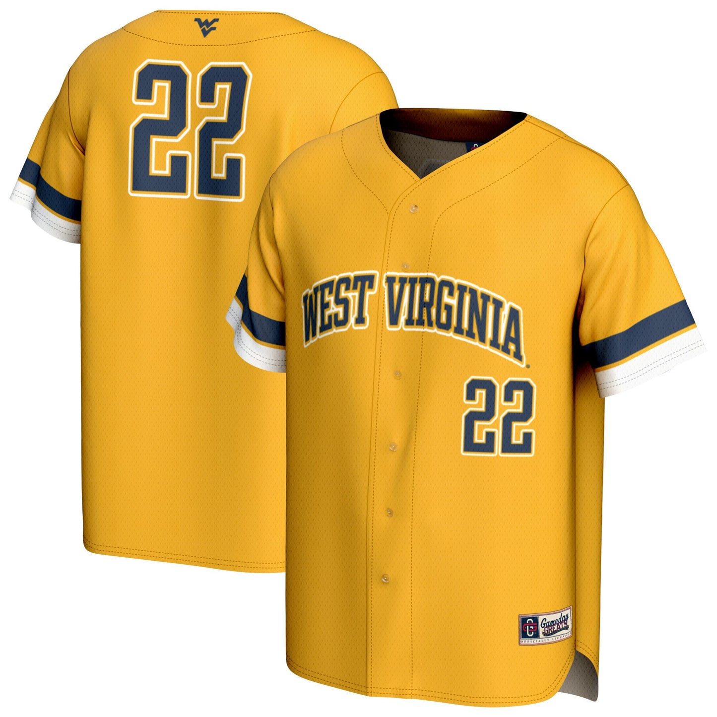 West Virginia Mountaineers GameDay Greats Unisex Pick-A-Player Baseball Fashion Jersey - Gold | Stitched College Jersey TJS73216