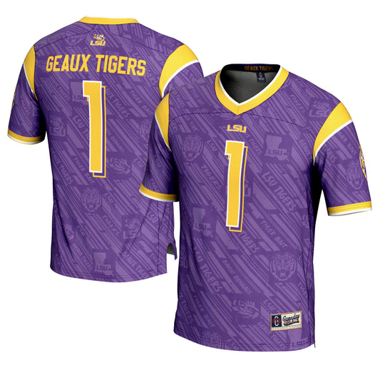 LSU Tigers #1 GameDay Greats Purple Highlight Print Football Fashion Jersey | Stitched College Jersey TJS73147