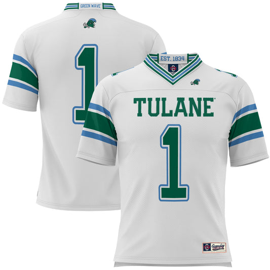 #1 Tulane Green Wave GameDay Greats Football Jersey - White | Stitched College Jersey TJS73359