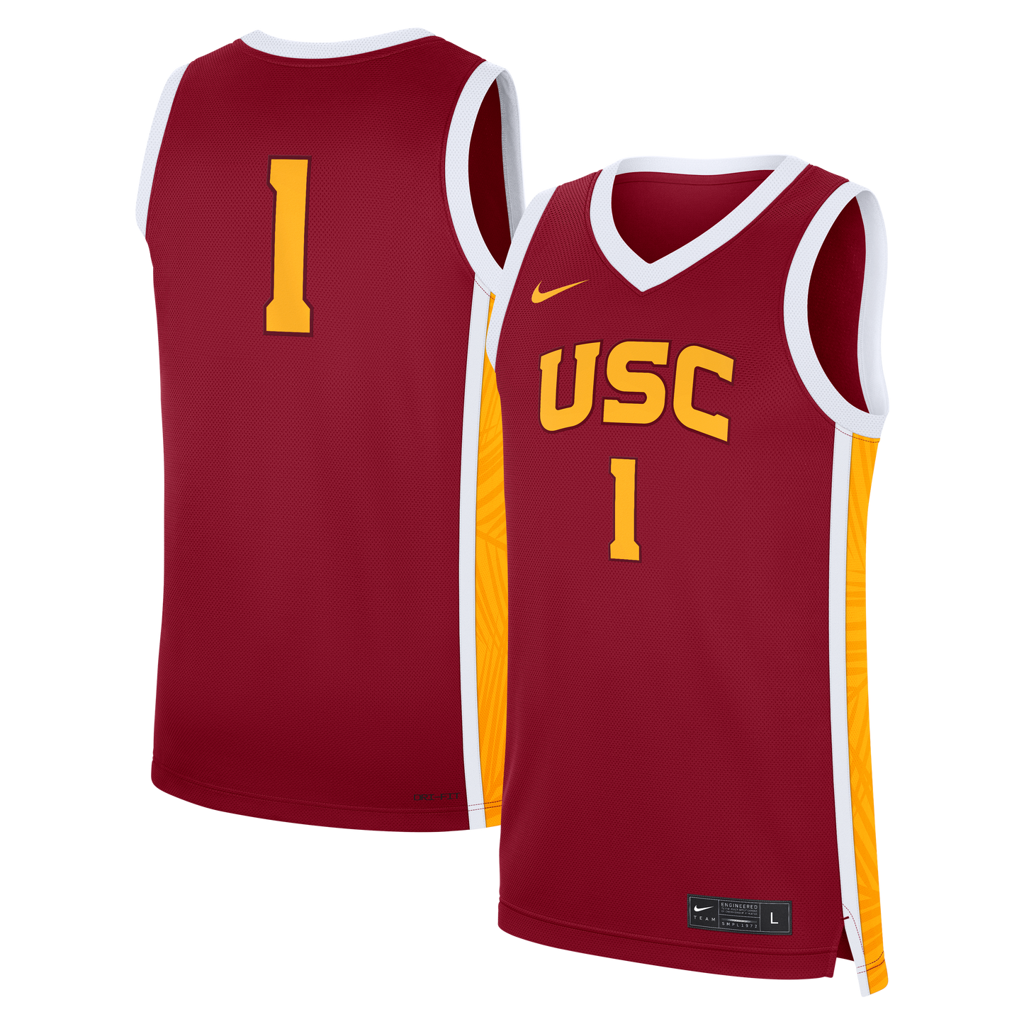 #1 USC Trojans Unisex Road Replica Basketball Jersey - Cardinal | Stitched College Jersey TJS73377