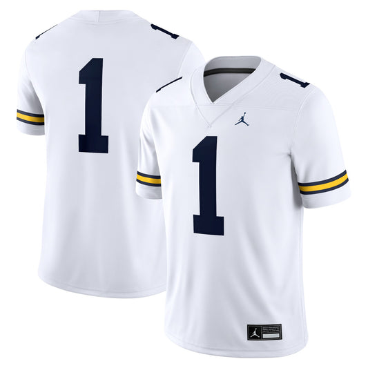 #1 Michigan Wolverines Game Jersey - White | Stitched College Jersey TJS73503