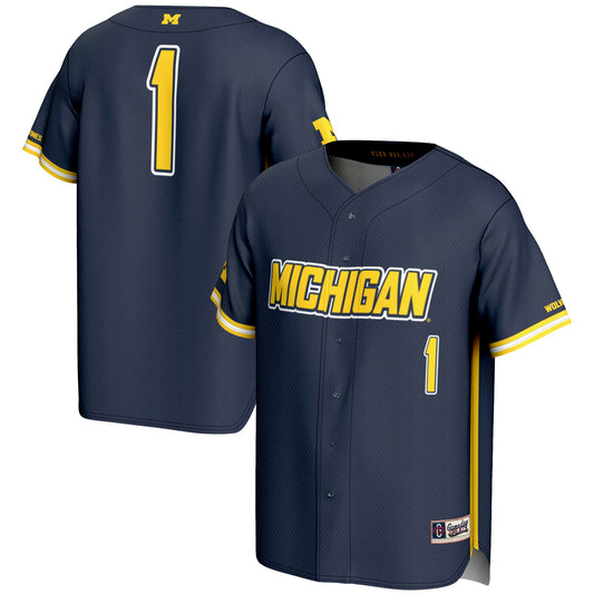 #1 Michigan Wolverines GameDay Greats Lightweight Baseball Fashion Jersey - Navy | Stitched College Jersey TJS73490