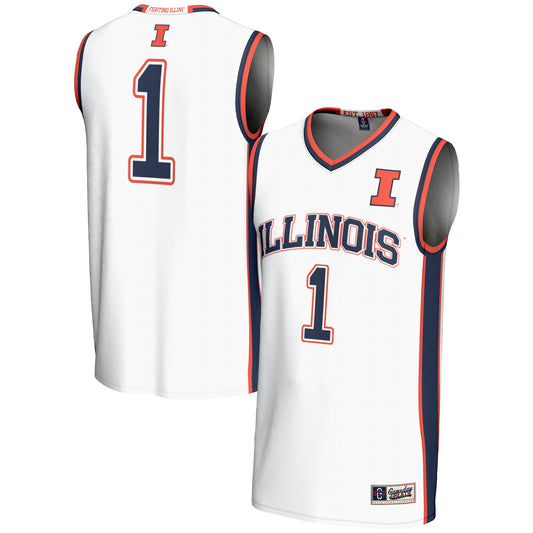 #1 Illinois Fighting Illini GameDay Greats Unisex Lightweight Basketball Jersey - White | Stitched College Jersey TJS73409