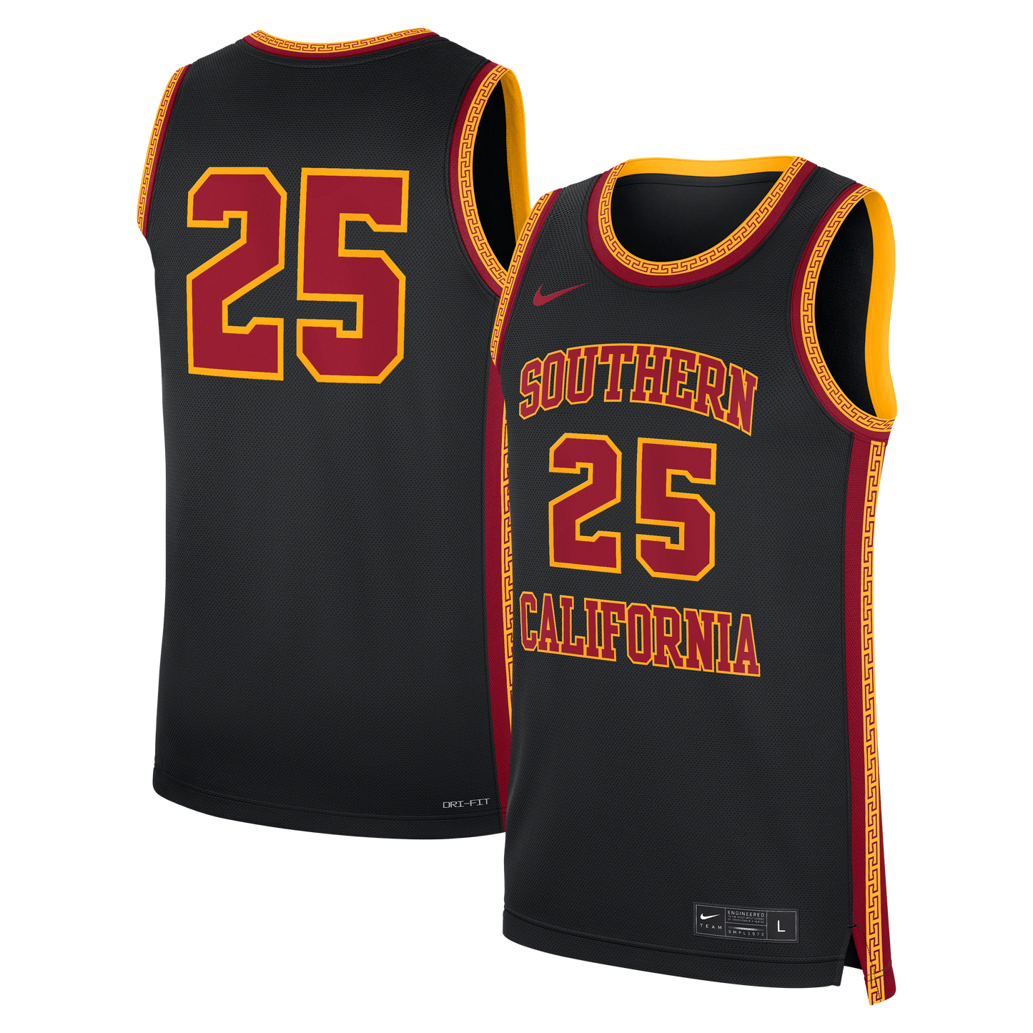#25 USC Trojans Alternate Replica Basketball Jersey - Black | Stitched College Jersey TJS73422